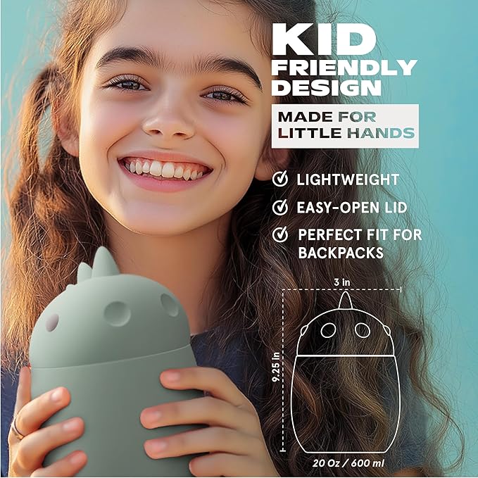 Bestie Foodie Kids Insulated Food Jar – Cute Character Lunch Container for Children, BPA-Free Stainless Steel, Leakproof & Vacuum Sealed, Keeps Food Hot or Cold, Easy to Clean, 16oz