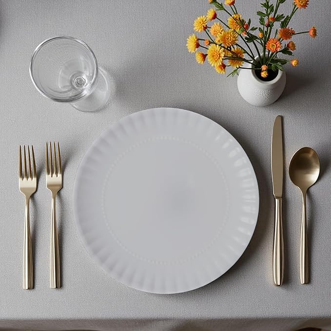 TP 10.5 inch Melamine Dinner Plates Set of 6, Lightweight Serving Round Salad Appetizer Plate for 6, Dessert Dishes for Indoors and Outdoors, Grey