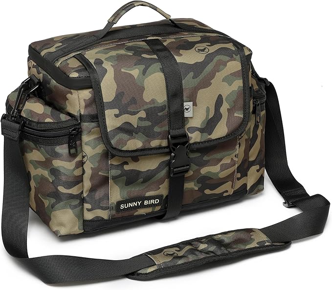 SUNNY BIRD Large Lunch Bag, Thermally Insulated Soft Cooler with Shoulder Strap for Women, Men (Camouflage)