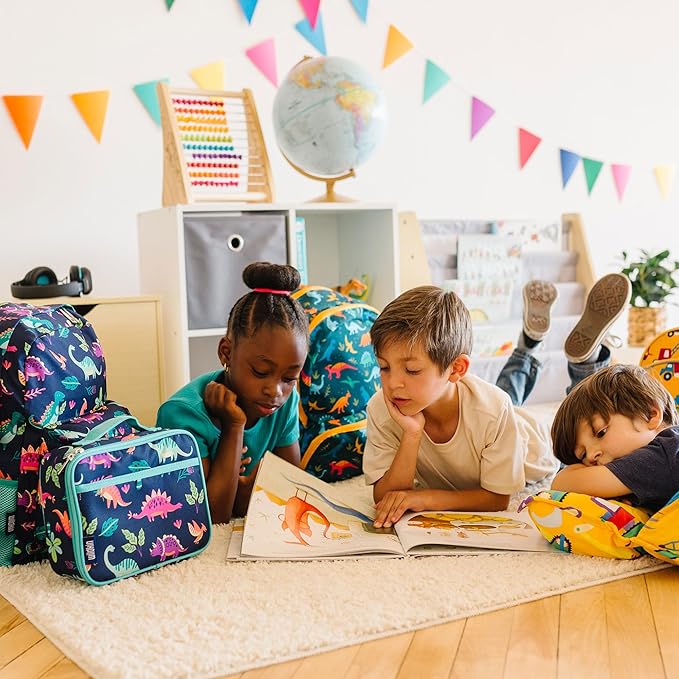 Wildkin Kids Insulated Lunch Box – Durable and Reusable for School & Travel - Darling Dinosaurs