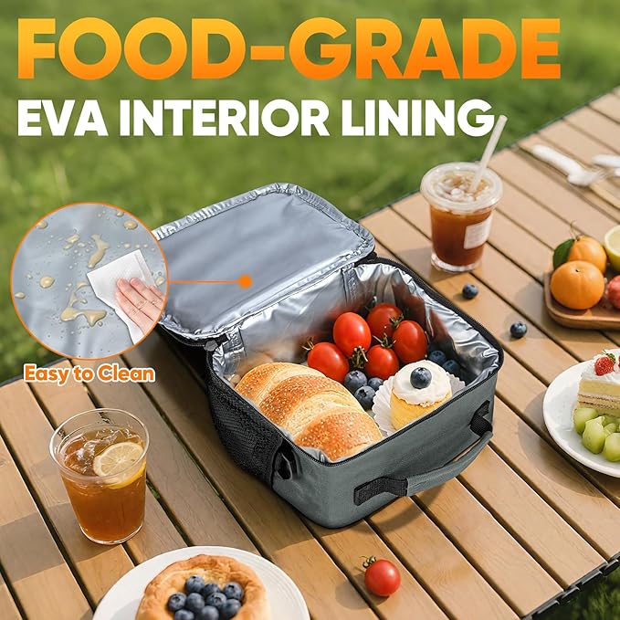 BALEINE Insulated Lunch Bag for Men Women, Leakproof Cooler Bag with Adjustable Shoulder Strap for Work Picnic, Lunch Box for Women Men (Small, Grey)