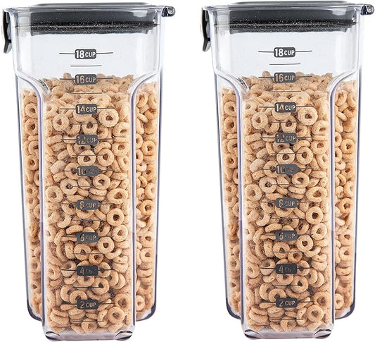 Progressive International ProKeeper+ Clear Plastic Airtight Food Baker's Kitchen Storage Organization Container Canister Set with Magnetic Accessories, 2- Piece Set (Cereal 4.5-Quart)