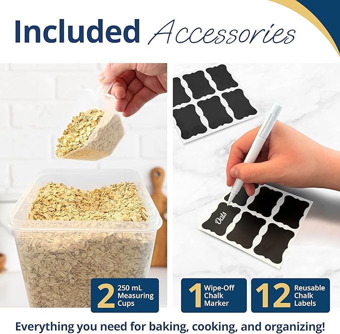 Reli. Airtight Food Storage Containers with Lids (11 Sets) | Kitchen Organizers and Storage Pantry Organizers | BPA Free Plastic Food Container XL Size Variety Pack w/ 2 Measuring Cups, 12 Labels, Pen