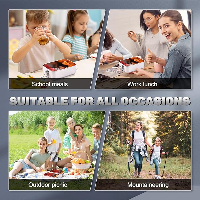 Umigy 3 Pcs Stainless Steel Food Containers 550/850/1000ml Metal Bento Lunch Box Stainless Steel Food Storage Containers, Lockable Clips to Leak Proof, Reusable Dishwasher Snack Boxes for Work