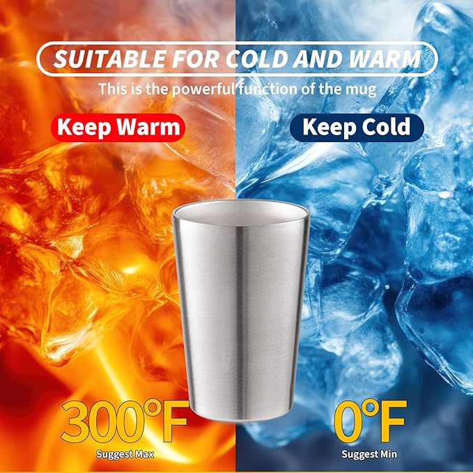 12 Pack 12 oz Stainless Steel Insulated Cup, Double Wall Vacuum Small Metal Cup, Reusable Camping Cups Unbreakable Indoor Outdoor for Party, Home, Office, BBQ, Silver