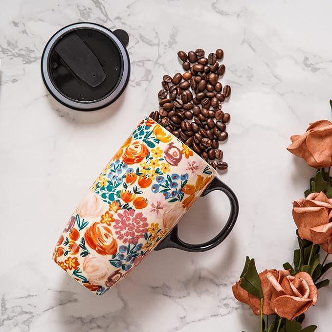 Topadorn Ceramic Mugs Porcelain Latte Tea Cup Coffee Mug with Gift Box,17oz.