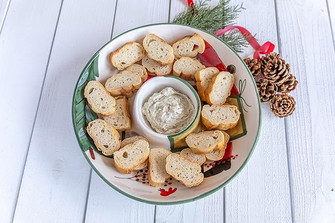 Vietri Old St. Nick Chip & Dip Dish, 14"D Ceramic Bowl/Platter for Serving Cocktails Chips Salsa