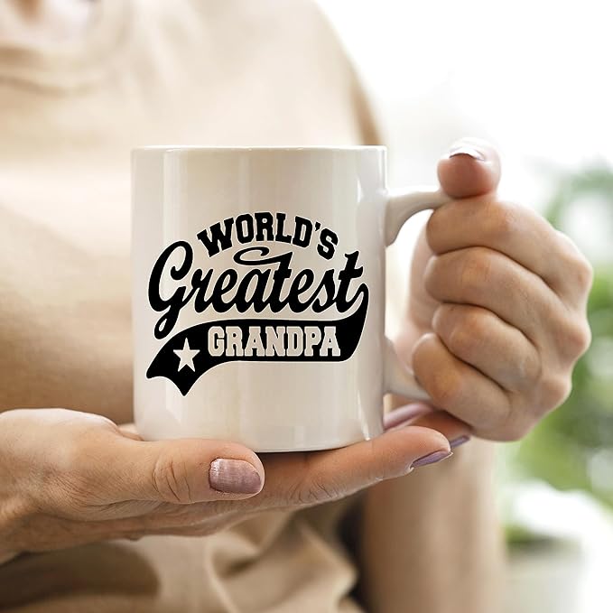 QASHWEY Grandpa Mug, Grandpas Birthday Gifts Coffee Mug, Gifts for Grandpas, BestGrandpa Gifts, GrandpaGifts from Grandchildren Coffee Cups Ceramic 11oz, World's Greatest Grandpa Tea Cup