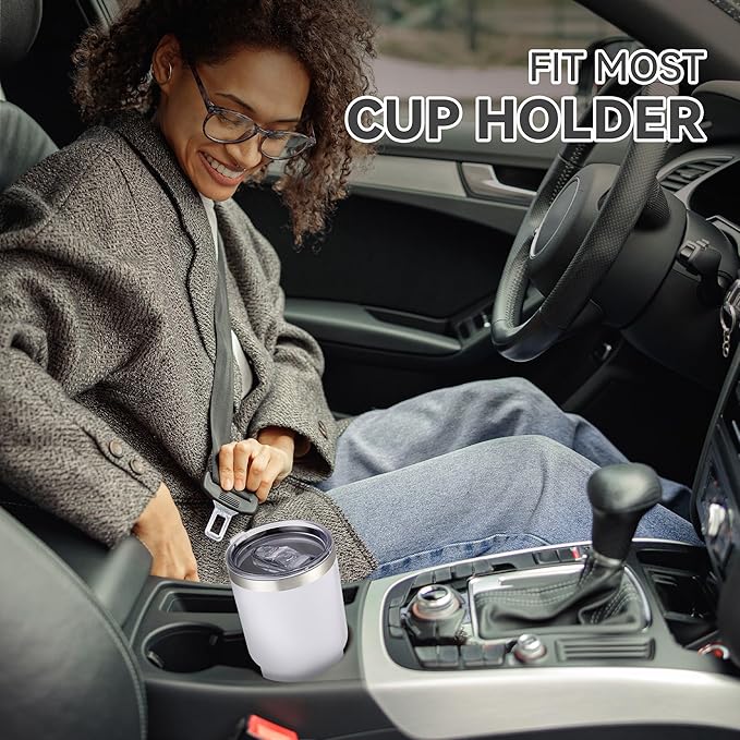 30 oz Tumbler with Lid Stainless Steel Tumblers Vacuum Insulated Cup Reusable Powder Coated Travel Mug Double Wall Leak Proof Portable Cups Keep Cold Drinks for 12 Hours, White, 1 Pack