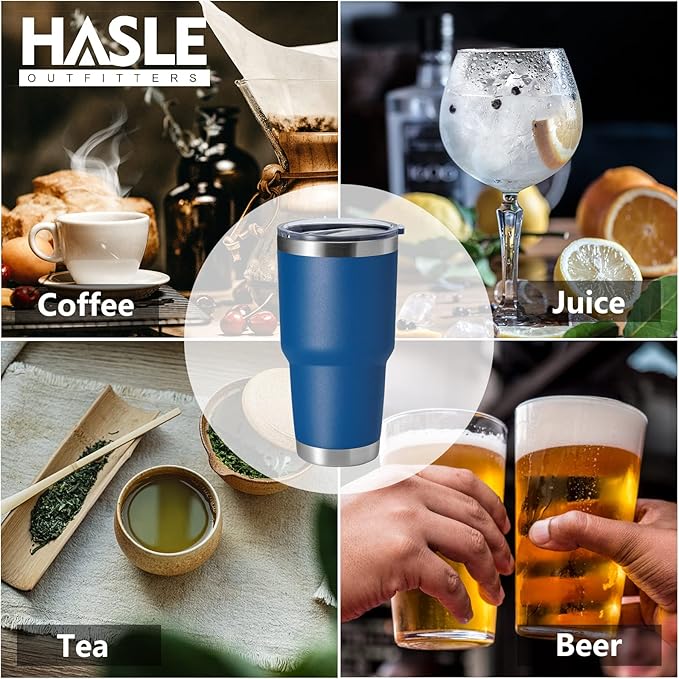 HASLE OUTFITTERS 30oz Stainless Steel Tumbler, Double Wall Vacuum Insulated Travel Mug Tumbler, Durable Insulated Coffee Mug, Gift Box Set (Dark Blue, 1)