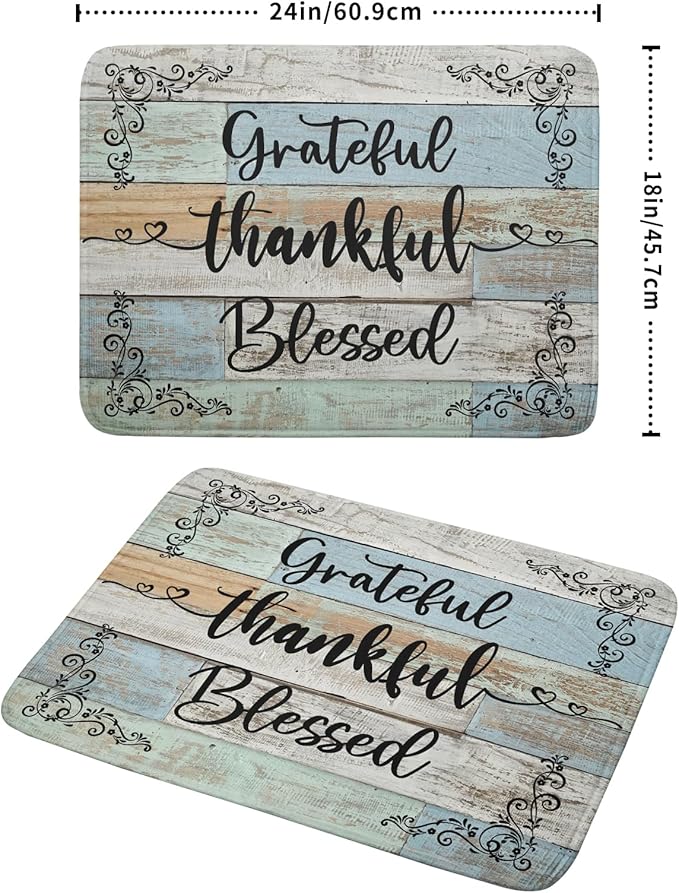 Rustic Wood Dish Drying Mat 18x24 Inch Grateful Thankful Blessed Kitchen Drainer Mats Absorbent Microfiber Rack Holder Countertop Pad