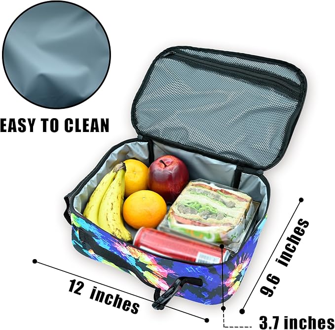 Tie Dye Lunch Box Insulated Reusable Lunch Bag Tote Cooler for Women Men Boy Girl School Work Office Picnic
