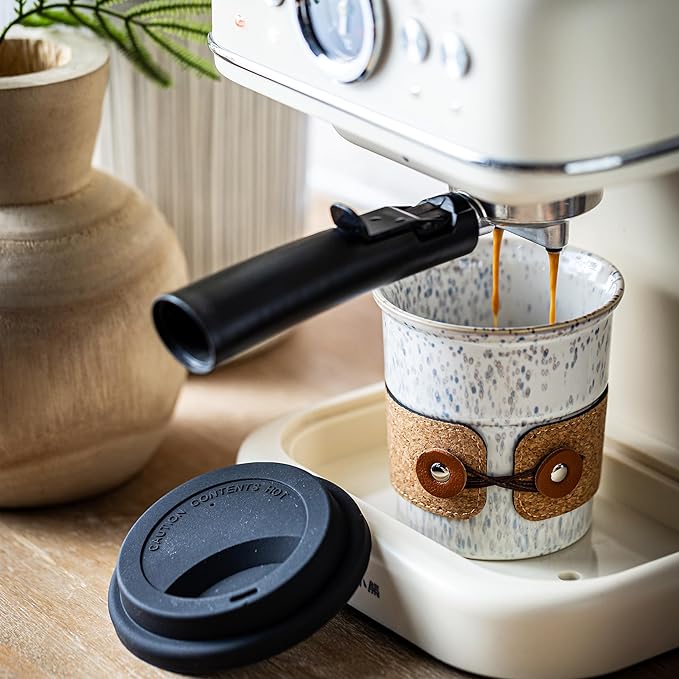 Ceramic Coffee Tumbler, Large Travel Coffee Mug with Lid, Large Porcelain Coffee Cup, Reusable Tea Mug, Microwave & Dishwasher Safe, Coffee Gifts for Men & Women, 13.5oz