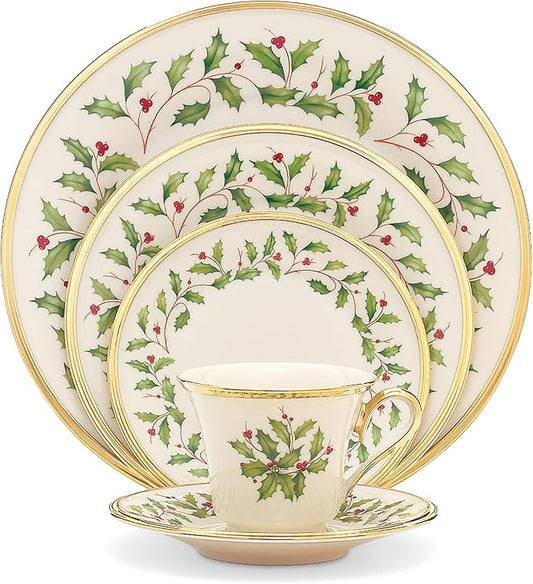 Lenox 146590600 Holiday 5-Piece Place Setting, Christmas Drinkware Set, Hosting