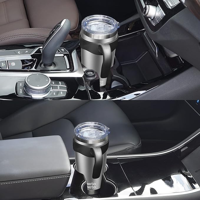 WETOWETO 20oz Tumbler with 2 lids and 2 straws, Stainless Steel Vacuum Insulated Water Coffee Tumbler with Handle, Double Wall Powder Coated Travel Mug Thermal Cup (Stainless, 1 Pack)