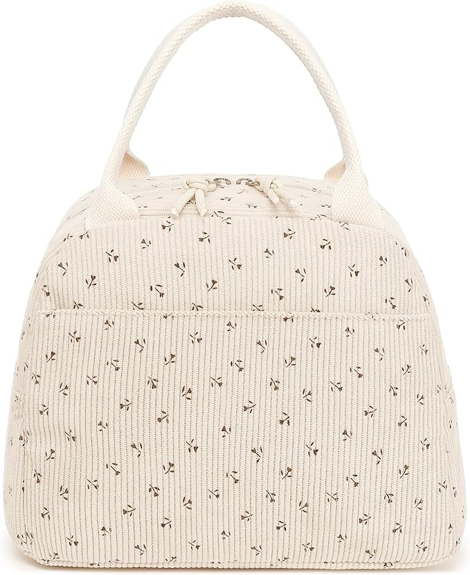 Bluboon Lunch Bag for Women Men Cute Corduroy Lunch Tote Bags Reusable Insulated Lunch Box Large Capacity Reusable Insulated Cooler for Work Picnic or Trave