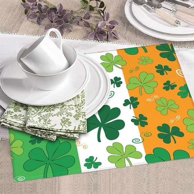 St. Patrick'S Day Lucky Shamrocks Pattern Irish Clover Celebration Day Drying Mat 16x18 Inch For Kitchen Counter Drying Mats Dish For Kitchen Counter Easy Clean Kitchen