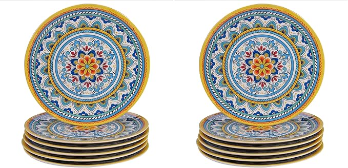 Certified International Portofino 11" Melamine Dinner Plate, Multi Colored, Large, Set of 6 (Pack of 2)