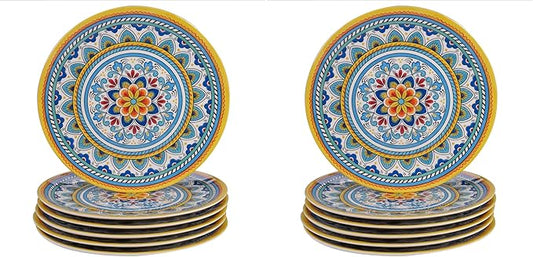 Certified International Portofino 11" Melamine Dinner Plate, Multi Colored, Large, Set of 6 (Pack of 2)