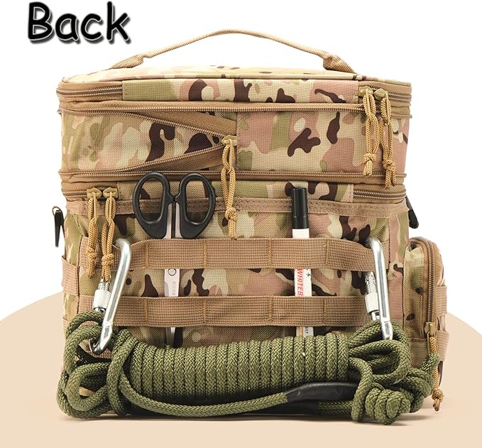 Tactical Lunch Bag for Men Expandable Double Deck Insulated Lunch Box Leakproof Large Capacity Thermal Cooler Bag with MOLLE Water Bottle Pouch for Adults for Work Picnic Camping（Camouflage）