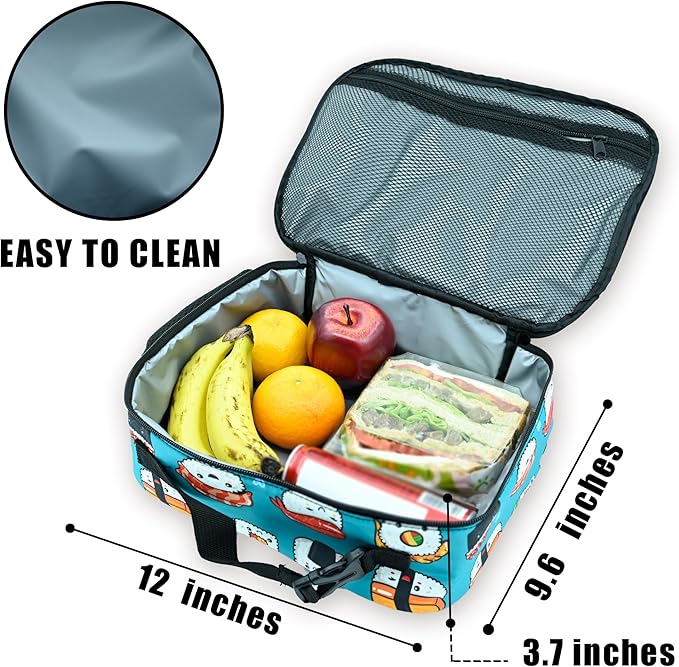 Sushi Lunch Box Insulated Reusable Lunch Bag Tote Cooler for Women Men Boy Girl School Work Office Picnic