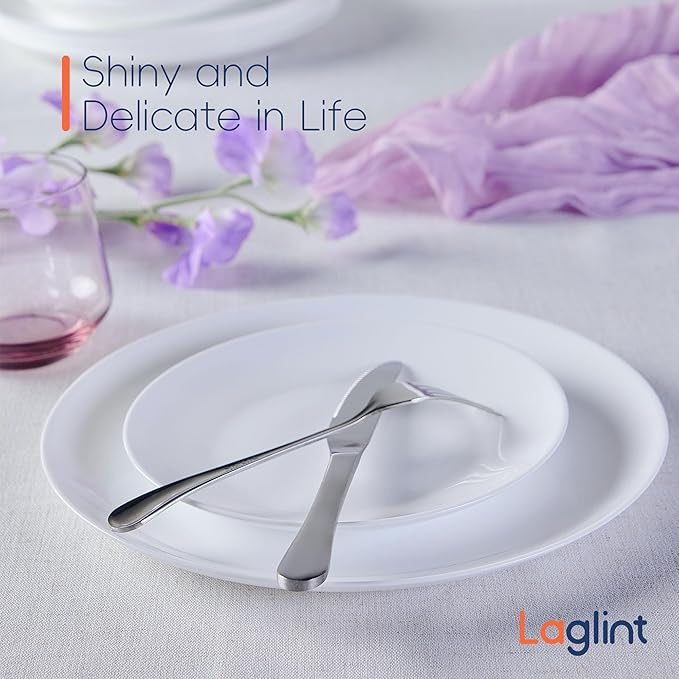 10.5 inch Dinner Plate Set of 6, Lightweight Round Opal Glass White Dinnerware Plates, Dishwasher and Microwave Safe