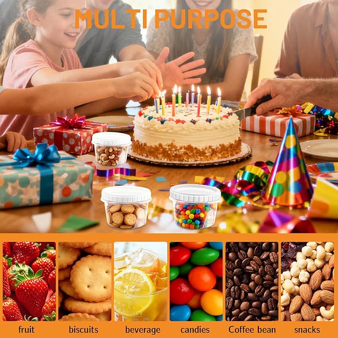 10 Pack 16oz Reusable Small Plastic Containers with Screw Lids, Small Food Storage Freezer Containers, Deli Containers Stackable Food Storage Jars, Sauce Condiment Jars Lunch Box Accessories