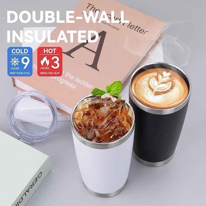 HASLE OUTFITTERS 20oz Stainless Steel Tumblers Bulk, Insulated Travel Cup with Lid, Double Wall Vacuum Coffee Mug for Cold & Hot Drinks 1 Pack, Light Purple