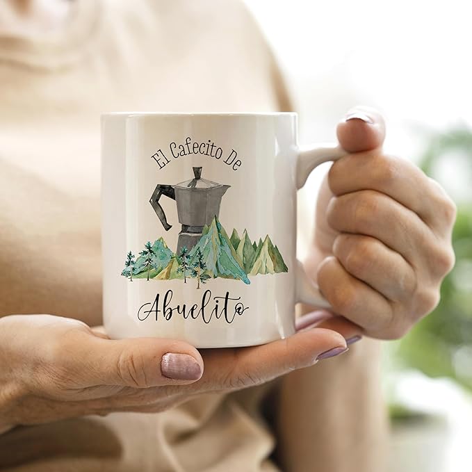 QASHWEY Abuelito Grandpa Coffee Mug, Abuelito Gift, Grandpa Gifts, AbuelitoGrandpa Mug Coffee Tea Cup Gifts for AbuelitoSpanish GrandpaPapa, El Cafecito DeAbuelito CoffeeCups Ceramic 11oz