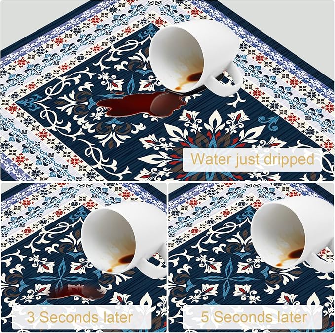 Boho Geometric Rug Dish Drying Mats Super Absorbent Dish Drainer Rack Pad Non-Slip Drying Mat for Kitchen Counter, 24"x16"