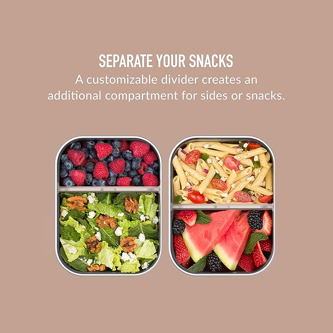 Bentgo MicroSteel Leak-Proof Lunch Box - Microwave-Safe, Oven-Safe, Bento-Style Container with Removable Divider, Airtight Lid, Sustainable Design, Odor & Stain Resistant (Gold)