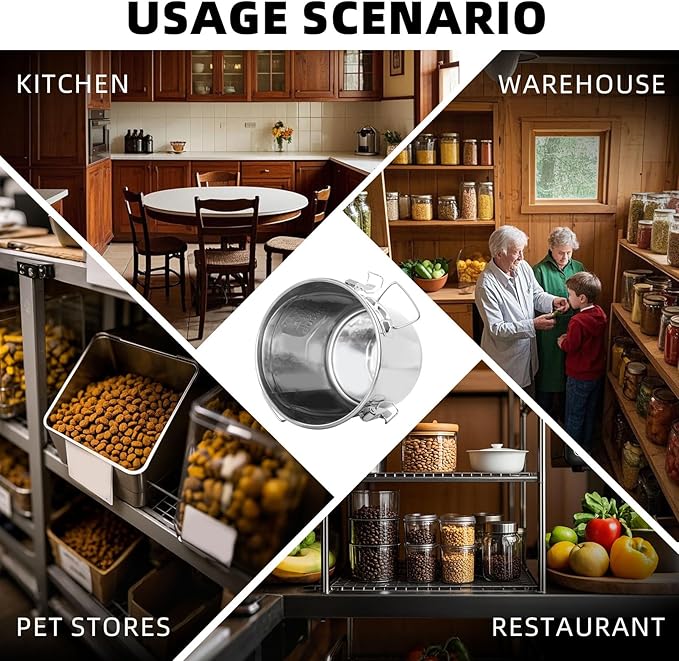 12L/3.2 Gal 304 Stainless Steel Food Containers 404 Oz Stainless Container with Lid and Lock Airtight Canister for Storage 304 Stainless Steel Food Storage Containers Stainless Bucket