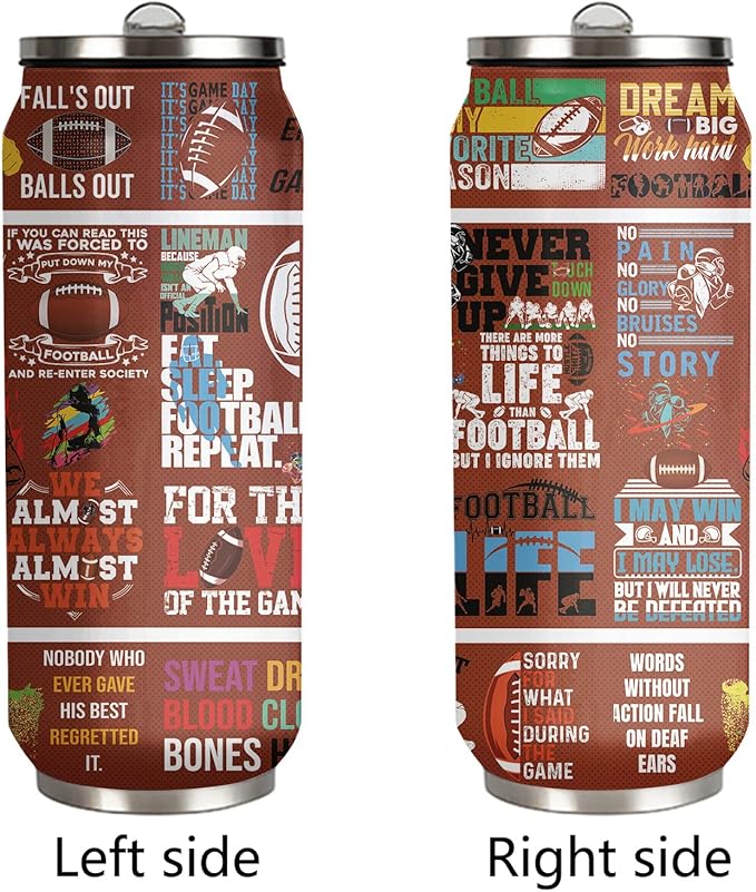 Football Tumbler Cup With Lid - Travel Mug, Birthday Gift for Football Lovers - Stainless Steel Vacuum Coffee Cup for Women Men, 17 Oz