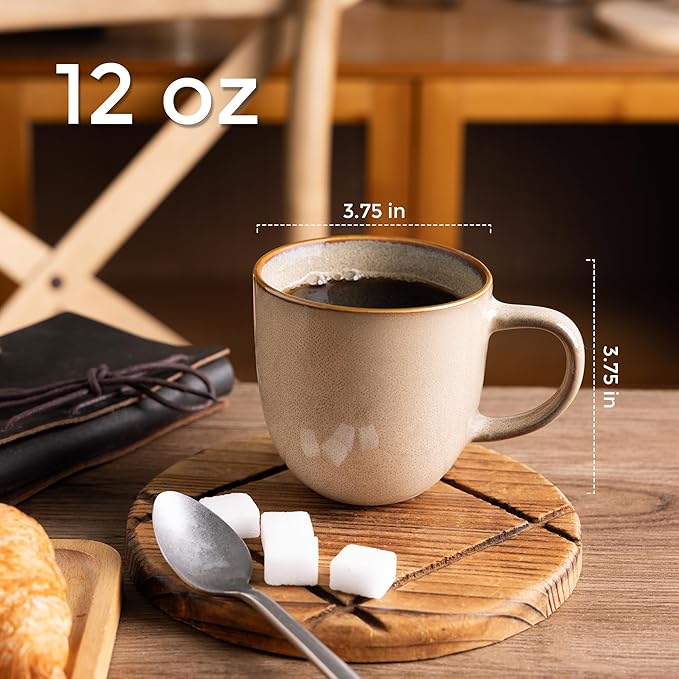 AmorArc 12oz Coffee Mugs, Ceramic Coffee Mugs set of 6 for Man, Woman, Dad, Mom, Modern Coffee Mugs with handle for Latte/Cappuccino/Milk/Cocoa. Dishwasher&Microwave Safe Latte