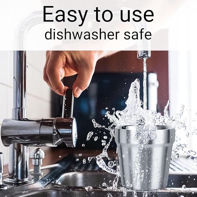 Beasea Mini Stainless Steel Cups, 6 oz Set of 4 Metal Drinking Cups, Stackable 304 Stainless Steel Cups Double Wall Small Metal Insulated Drinking Cups Glasses for Home Restaurant Party Camping