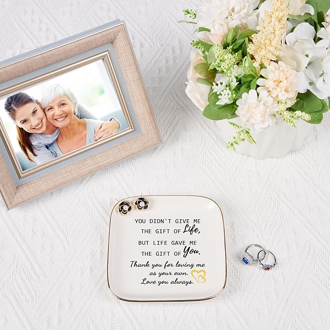 Step Mom Gifts for Bonus Mom Jewelry Dish Ring Dish Tray for Mother in Law Birthday Christmas Valentines Mother's Day Gift for Stepmom Bonus Mom - Thank You for Loving Me As Your Own
