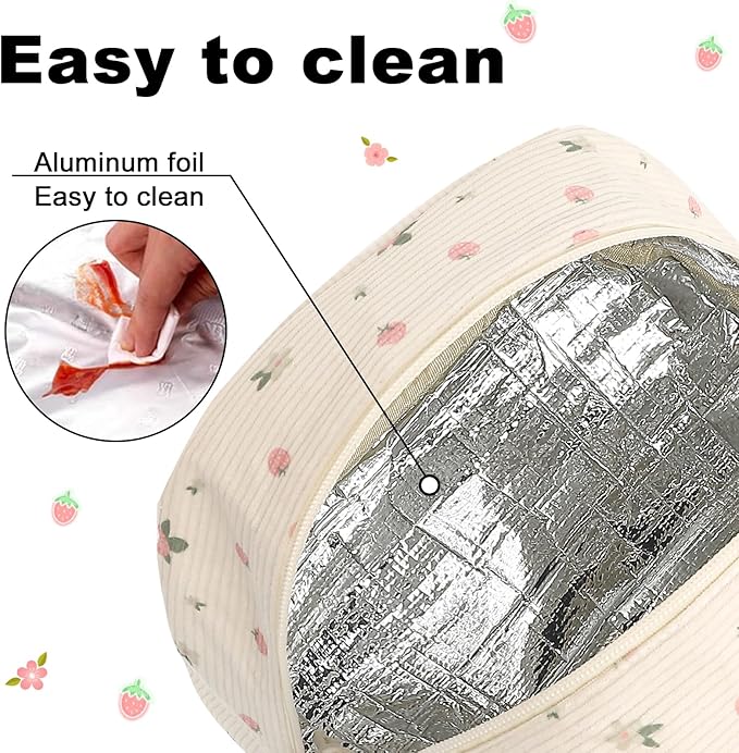 BTOOP Lunch Box for Women Kids Girls Insulated Lunch Bag Cute Corduroy Lunchbox Adults Small Lunch Tote Bags Reusable Cooler for Work Office School Picnic Travel