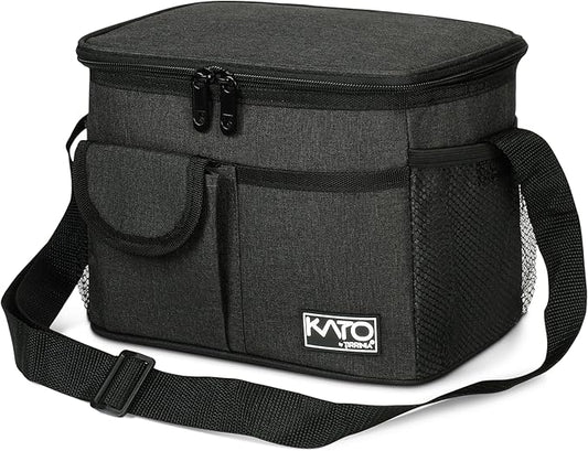 Tirrinia Insulated Lunch Bag for Women Men, Leakproof Lunch Box Containers for Adult, Work, School, Soft Lunchbox for Kids,Boys, Adult Cooler Bag for Picnic Hiking Beach,Black