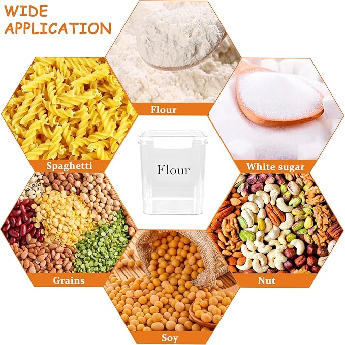 Set of 2 Large Food Storage Jars 4L - Airtight Containers with Lids, White with Free Spoon - Kitchen Canisters for Sugar,Flour,Coffee,Pantry Organization-S