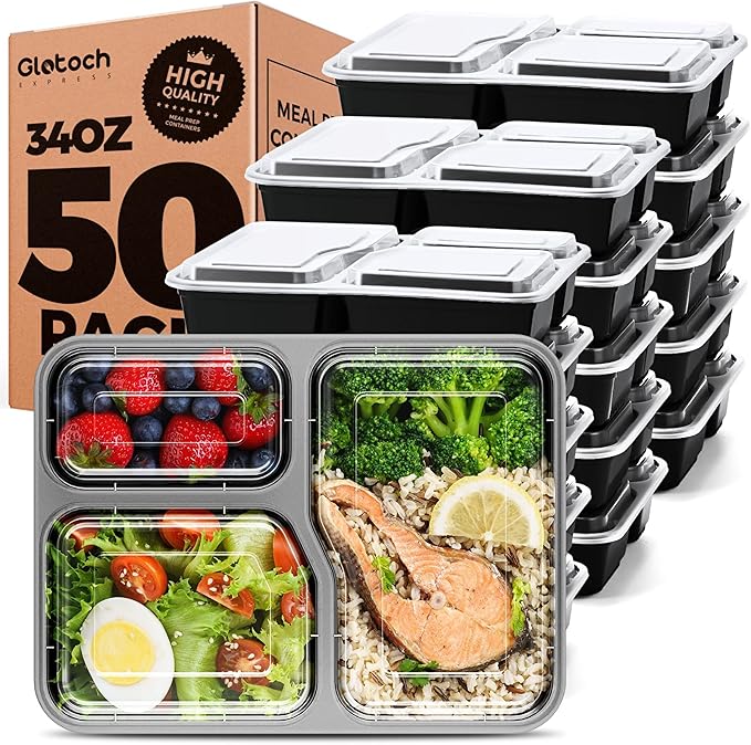34oz 3-Compartment [1 Pallet-4950 Pack] Meal Prep Containers with Lids, Plastic Food Prep Containers Microwave, Freezer, Dishwasher Safe Leakproof Durable Food Storage Lunch Box To Go Take Out