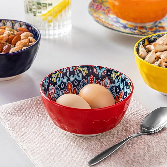 vancasso 12 Oz Ceramic Small Soup Bowls Set of 6, 4.7 inch Soup Bowls, Colorful Bowls Set for Kitchen, Dishwasher & Microwave Safe- for Cereal, Soup, Oatmeal, Ice Cream, etc