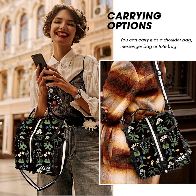 VLM Lunch Box for Women, Insulated Lunch Bag Women with Adjustable Shoulder Strap, Cute Lunch Tote Bag for Work,Picnic,Camping