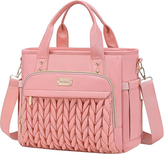 Weitars Insulated Lunch Bag for Women,Leak Proof Lunch Box for Work,Extra Large Lunch Tote Bag With Removable Shoulder Strap with Side Pockets,Reusable Lunch Bag For Picnic Hiking (Pink-02)