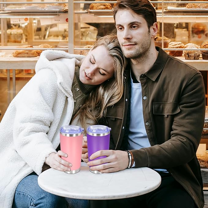 20 oz Tumbler with lid Double Wall Vacuum Insulated Tumblers Stainless Steel Coffee Mug Travel Coffee Tumbler Powder Coated Tumbler Cup Keep Hot&Cold - (PurPle 1 Pack)
