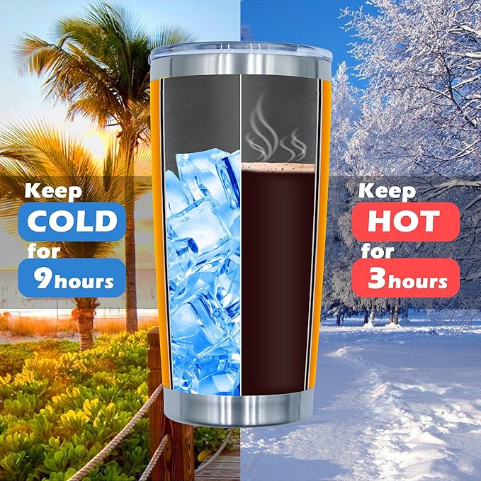 20oz Tumbler Bulk Stainless Steel Tumblers with Lid Vacuum Insulated Double Wall Travel Coffee Mug Powder Coated Tumbler Cup for Hot and Cold Drinks(Orange, 6 pack)