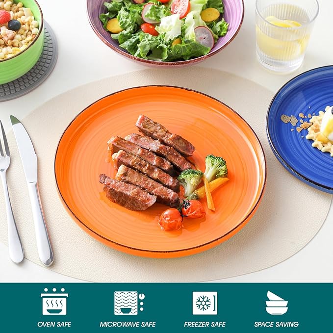 vancasso Bonita Dinnerware Sets 24 Pieces, Stoneware Dishes Set for 6, Dinner Platers with Bowls Set, Dinshwasher and Microwave Safe, Multicolor