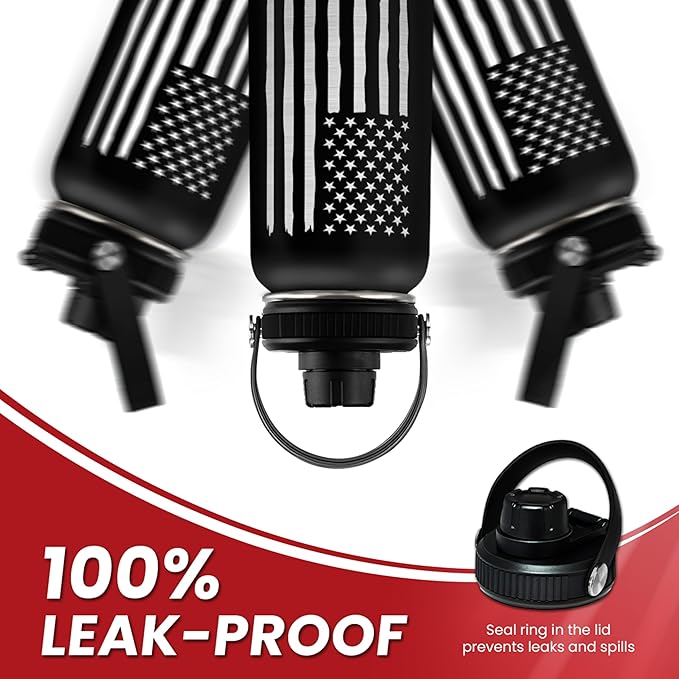 American Flag Water Bottle 32oz - SA Water Bottles Stainless Steel Insulated with Lid, America Gifts Ideas for Men Gym Sports Outdoor Workout