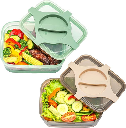 Bento Lunch Box Pack of 2 Leakproof Salad and Meal Prep 3 Cups 25.5oz Container Twistlock Lid Reusable Portable, Microwave and Dishwasher Safe BPA-Free For Work