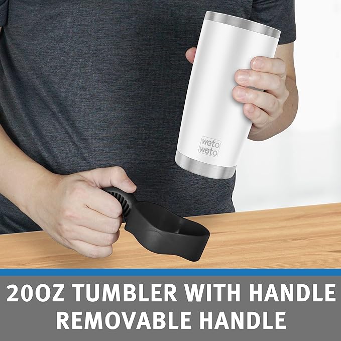 WETOWETO 20oz Tumbler with 2 lids and 2 straws, Stainless Steel Vacuum Insulated Water Coffee Tumbler Cup, Powder Coated Spill-Proof Travel Mug Thermal Cup for Hot and Cold Drinks(White, 1 Pack)