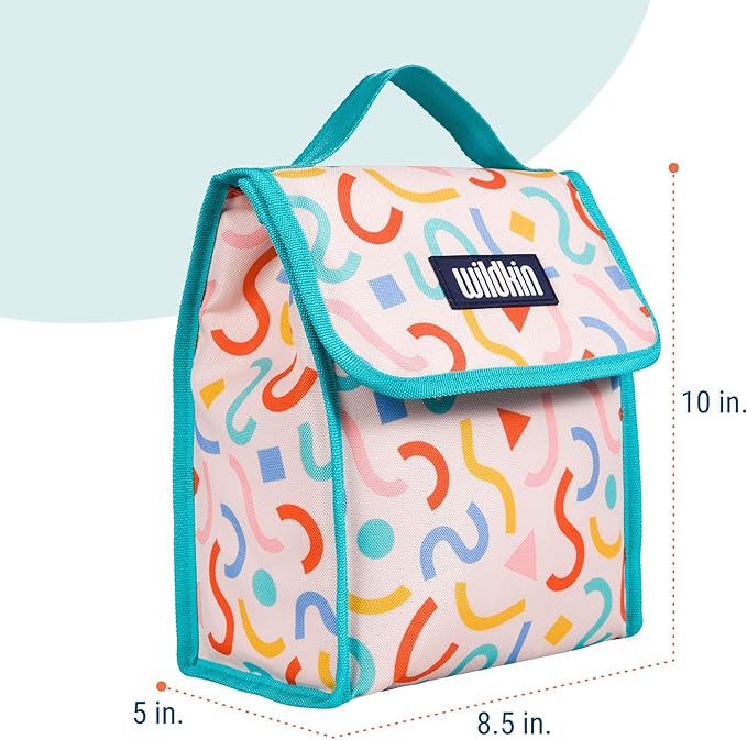 Wildkin Kids Insulated Lunch Bag – Reusable, Ideal for Hot/Cold Snacks, School & Travel - Confetti Peach